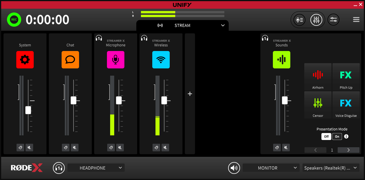 UNIFY showing Streamer X SMART Pads setting